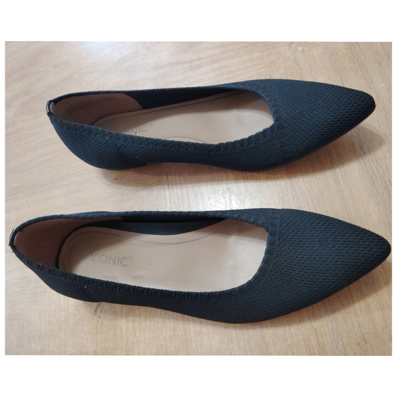 Vionic Dahlia Black Knit Ballet Skimmer Flats Size 7.5 - Picture 2 of 7